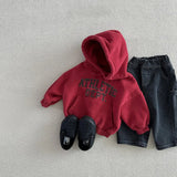  MQTIME  -  Winter New Children Letter Hoodie Plus Velvet Thick Boys Girls Hooded Sweatshirt Baby Warm Fleece Tops Kids Casual Clothes