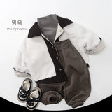  MQTIME  -  Winter New Children Plus Velvet Thick Coat Boys Girls Lapel Cotton Padded Jacket Baby Casual Shirts Jacket Kids Clothes