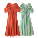 MQTIME  -  Summer Hot-Selling Pleated V-Neck Design-Sense Dress