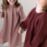  MQTIME  -  Spring New Cotton Red Plaid Dress For Girls Cute Double Gauze Long-Sleeved Nightgown Baby Girl Loose Homewear Dresses