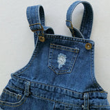 MQTIME  -  Children'S Denim Overalls Adjustable Solid Color Fashion Simple Casual Clothing Unisex Cotton Denim Baby Summer Overalls