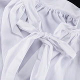 MQTIME  -  Casual Backless Bow T-Shirt Women's Top High Neck Lace-Up Lantern Sleeve Commute Loose Patchwork Fashion Female Top