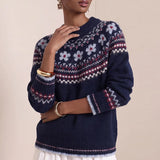 MQTIME  -  Autumn Winter Soft Warm Long Sleeved Sweater Top Fashion Christmas Sweaters Female O Neck Jacquard Loose Knitted Sweater