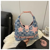 MQTIME  -  American Retro Buckle Cowboy Pentagram Punk Shoulder Bags Crossbody Bag Large Capacity Storage Bags Wallet Woman Bag