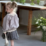 MQTIME  -  Children's Two-Piece Set Baby Toddler Girl Elastic Fluffy Tutu Skirts Kid Lace Spring Doll Collar Pullover Tops Shirt Blouse