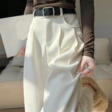 MQTIME  -  Casual Dress Pants Wide-leg Pants All-season Wear Basic Style Stylish Wide-leg Corduroy Trousers Basic Pants S