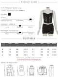 MQTIME  -  Puss Sexy Hipster 2-Piece Set Women Irregular Mesh Patchwork Camisole+Pu Bandage Peach Hip Skirt Slim Midnight Streetwear