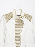 MQTIME  -  Women Fashion  Gold Braided Cropped Military Jacket Autumn Female Chic Jacket Lady Long Sleeve Short Napoleon Coat