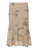 MQTIME  -  Temperament Flower Print Irregular Design Gauze Patchwork Mid-length Skirt