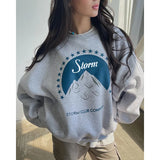 MQTIME - Basic Letter Print O Neck Y2K Long Sleeve Loose Women'S Sweatshirt Streetwear Wholesale Club Sporty Casual Clothing