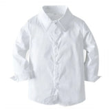 MQTIME  -  White Toddler Boys Suit Gentleman Clothes Baptism Dress Shirt Bib Pants Solid Party Wedding Handsome Kid Clothing 1-6Y Outfit