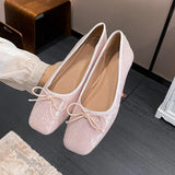 MQTIME  -  Fashion Bowknot Sequin Flats Shoes Woman Square Toe Shallow Comfy Shoes Office Soft Sole Loafers Ladies Ballerina Muje 2024