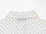  MQTIME  -  Elegant Women's Polka Dot Short Tulle Shirt Summer Lapel Long Sleeve Hem Drawstring Translucent Top Female Street Blouse