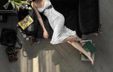  MQTIME  -  New Elegant and Temperamental Hot Girl Photo Shoot Low-cut Dress with Sexy Waist and Backless Fishtail Dress