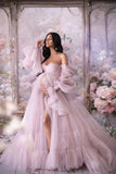  MQTIME  -  Blush Pink Prom Dress Women Gowns for Photoshoot Off The Shoulder Pregnancy Maternity Dresses Babyshower Party Wear Made Custom