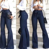 MQTIME  -  2024 New High-waist Micro-elastic Lace-up Flared Pants Wide-leg PantsWomen's Jeans Jeans Woman  Ripped Jeans for Women