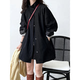 MQTIME  -  High-quality Oversized Stand-collar Trench Coat for Women, Lazy Style Minimalist Outerwear