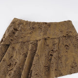 MQTIME  -  Y2k Irregular Design Hole Vintage Solid Low Waist Folds Knitted Women's Skirts