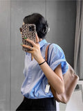 MQTIME  -  Blue Striped Short Sleeved Shirt For Women'S Summer New Minimalist And Versatile Style, Slim And Loose Collar Shirt