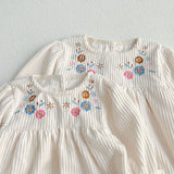  MQTIME  -  Spring Korean Style Girls' Matching Sister Set Long Sleeve Bodysuit with Embroidery Princess Outfit Infant Romper Baby Clothes
