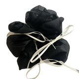 MQTIME  -  Summer Large Purple Silk Yarn  Large Intestine Ring  Bow Ribbon Hair Band  Mesh Pearl Hair Rope  Hair Accessories for Women