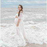 MQTIME  -  Bohemian Lace Maternity Maxi Dress for Gorgeous Pregnancy Photo Shoots Stunning Floor-Length Gown for Photography Dress