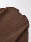 MQTIME  -  Elegant Brown Loose Cape-style Knit Pullovers Women Chic O-Neck Thick Sweater Autumn Winter Office Lady Knitwear Tops