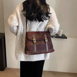 Mqtime Women's Classic Cloth Checkered Pattern Shoulder Bag Winter Fashion Causual Crosssbody Messenger Bag Female Luxury Retro Handbag