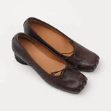 MQTIME  -  Fashion Square toe Bowknot Soft Leather Women Pumps Spring Summer Ballet Style Thick High heels Casual Chunky Loafer Shoes
