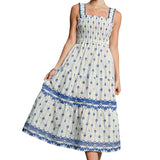 MQTIME  -  Women s Boho Floral Print Sleeveless Maxi Dress with Adjustable Spaghetti Straps for Summer Beach Vacation Style
