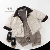  MQTIME  -  Winter New Children Plus Velvet Thick Coat Boys Girls Lapel Cotton Padded Jacket Baby Casual Shirts Jacket Kids Clothes