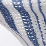 MQTIME  -  Y2K Women Summer Polo Shirt Blue White Contrast Striped Short Sleeve Knitted Blouse Cardigan Casual Commuter Hollow Tops