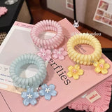 MQTIME  -  Cherry Blossom Candy Color Jelly Phone Line Hair Band Children's Spring New High Elasticity Seamless Hair Girl Headdress