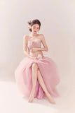 MQTIME  -  Maternity Photo Shoot Outfit Pink Sweet Tupe Top with Mesh Tutu Long Skirt 2pcs for Pregnant Women Studio Photography Shooting