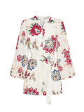 MQTIME  -  Elegant Women's  Flower Printed Shirt Jumpsuits Long Sleeve O-Neck Lady Jumpsuit With Belt Summer Female Street Outwear