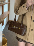 MQTIME  -  Retro Handheld Commuter Bag Women's Large-capacity Bowling Bag Autumn Zipper Underarm Bag Double Strap Shoulder Bag