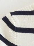 MQTIME  -  Vintage Women Striped Short Tshirts Fashion Ladies Slim Knitted Crop Tops for Womens Casual Tees Female Clothes Chic
