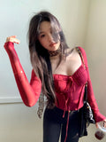 MQTIME  -  2024 Spring/Summer Heavy Industry Bottom Sexy High Density High Elastic Mesh Top Sexy Spicy Girl Long Sleeve Low Neck T-shirt