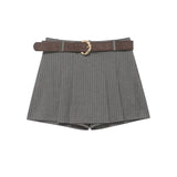  MQTIME  -  Grey Mini Skirt Shorts Woman Fashion With Belt Skort For Women High Waist Short Skirts Woman Summer Casual Shorts