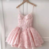 MQTIME  -  Korean Style Gentle Printing Slip Dress Female 2024 Summer Pink Sweet High Waist Slim Fit Figure Flatting Puffy Dress Princess