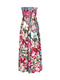 MQTIME  -  Boho Printing Dress Women Beach Maxi Dress Floral Off Shoulder Sundress Strap Bohemian High Waist Summer Beach Dress