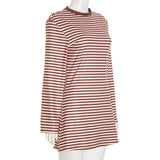 ﻿ MQTIME  -  Striped A-line Mini Casual Dress Women Fashion O Neck Long Sleeve Loose Streetwear Holiday Outfits 2025 Autumn Party Clubwear