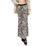  MQTIME  -  Spring and Summer Women's Clothing High Waist Hip Wrap One-step Skirt Zebra Print Split Skirt