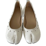  MQTIME  -  New Microfiber Leather Split Toe Women Pumps Fashion Pleated Designer Low Heeled Tabi Soft Soles Loafers Casual Shoes A0060