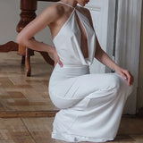 MQTIME  -  Fashion Temperament Backless Lady Long Dress Chic Evening Hollow Sleeveless Suspender Dress Casual Street Solid Color Robe Dress