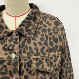 MQTIME  -  Leopard Print Denim Jacket Women Loose Vintage Leopard Print Denim Jacket Women's Denim Jacket Streetwear Leopard Print Tops