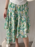 MQTIME  -  Summer Vacation Irregular Flower Print High Waist A-LINE Patchwork Fashion Skirts