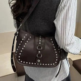  MQTIME  -  American Retro-punk Y2k Metal Rivet PU Leather Cool Messenger Bag Large-capacity Storage Bags Handbag Crossbody Bag Woman Bags