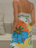 MQTIME  -  Women Models Fashion Summer Hanging Strap Printed Cool And Elegant Beautiful And Elegant Beach Dress