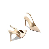 MQTIME  -  Summer New Pointed Head Shallow Mouth One-word Buckle Strap Thin Heel Sandals Women's Bag Head Empty High Heels